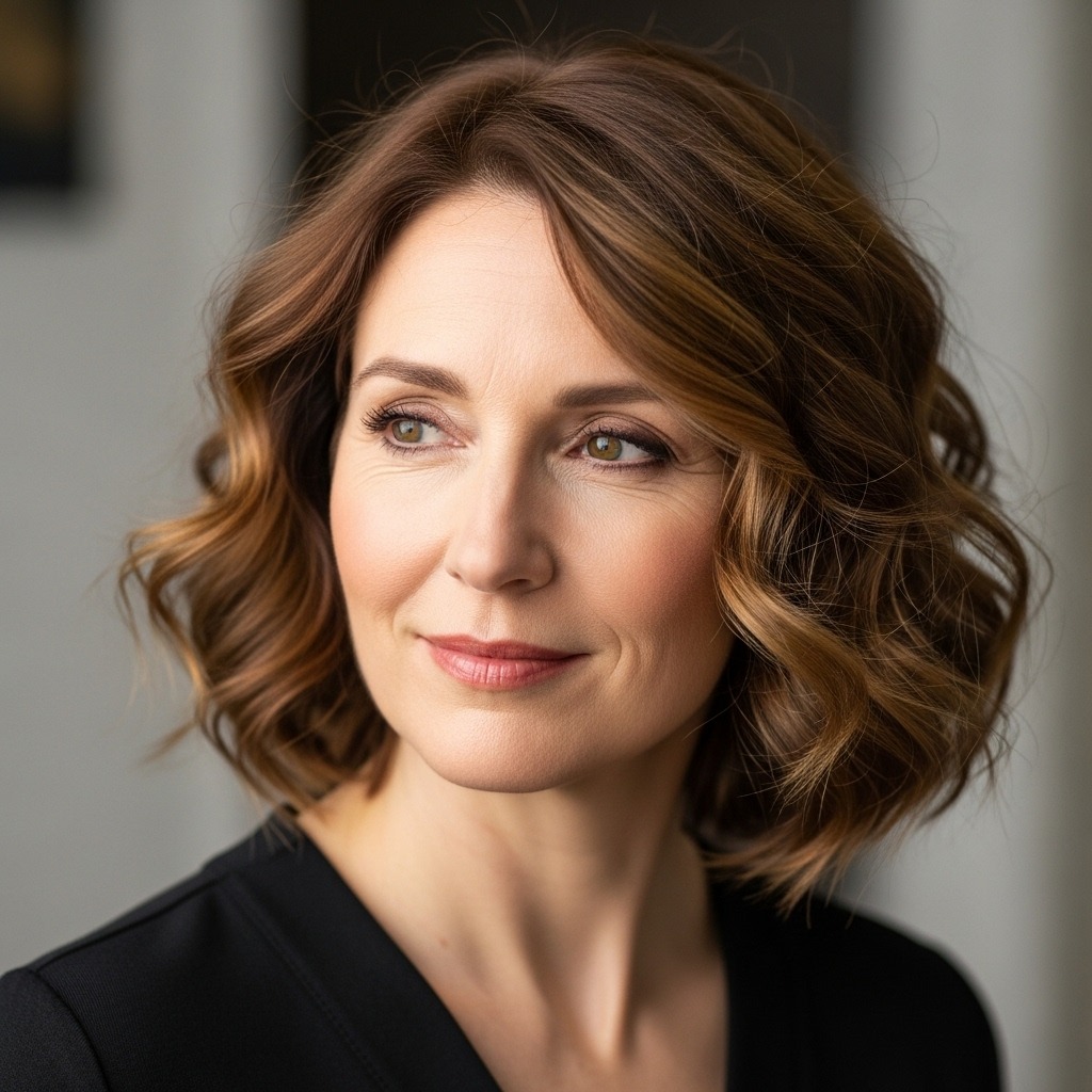 Shoulder Length Curly Hair for Women Over 40