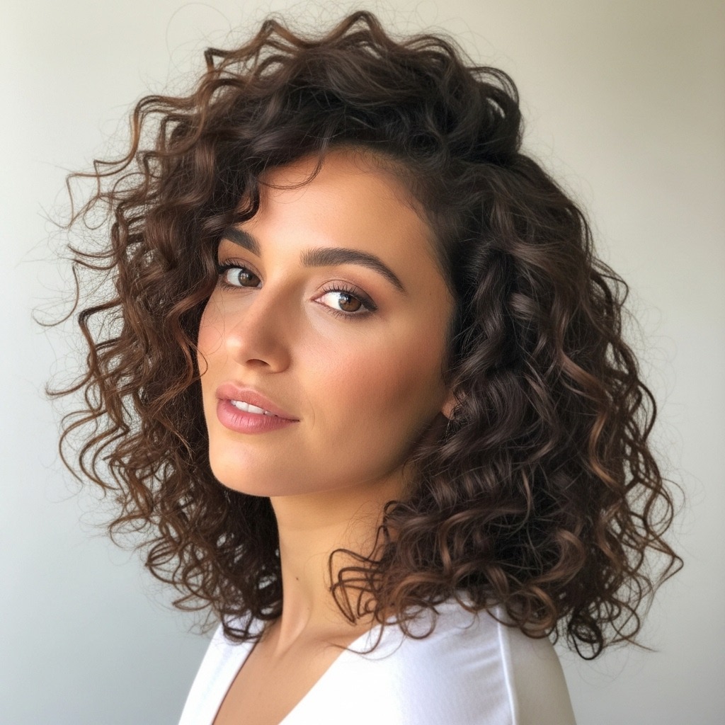 Trendy Shoulder Length Curly Hairstyle
