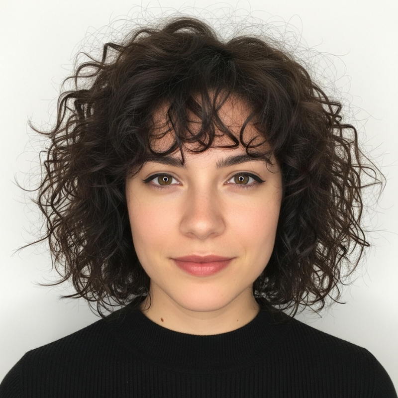 Layered Shoulder Length Curly Hair